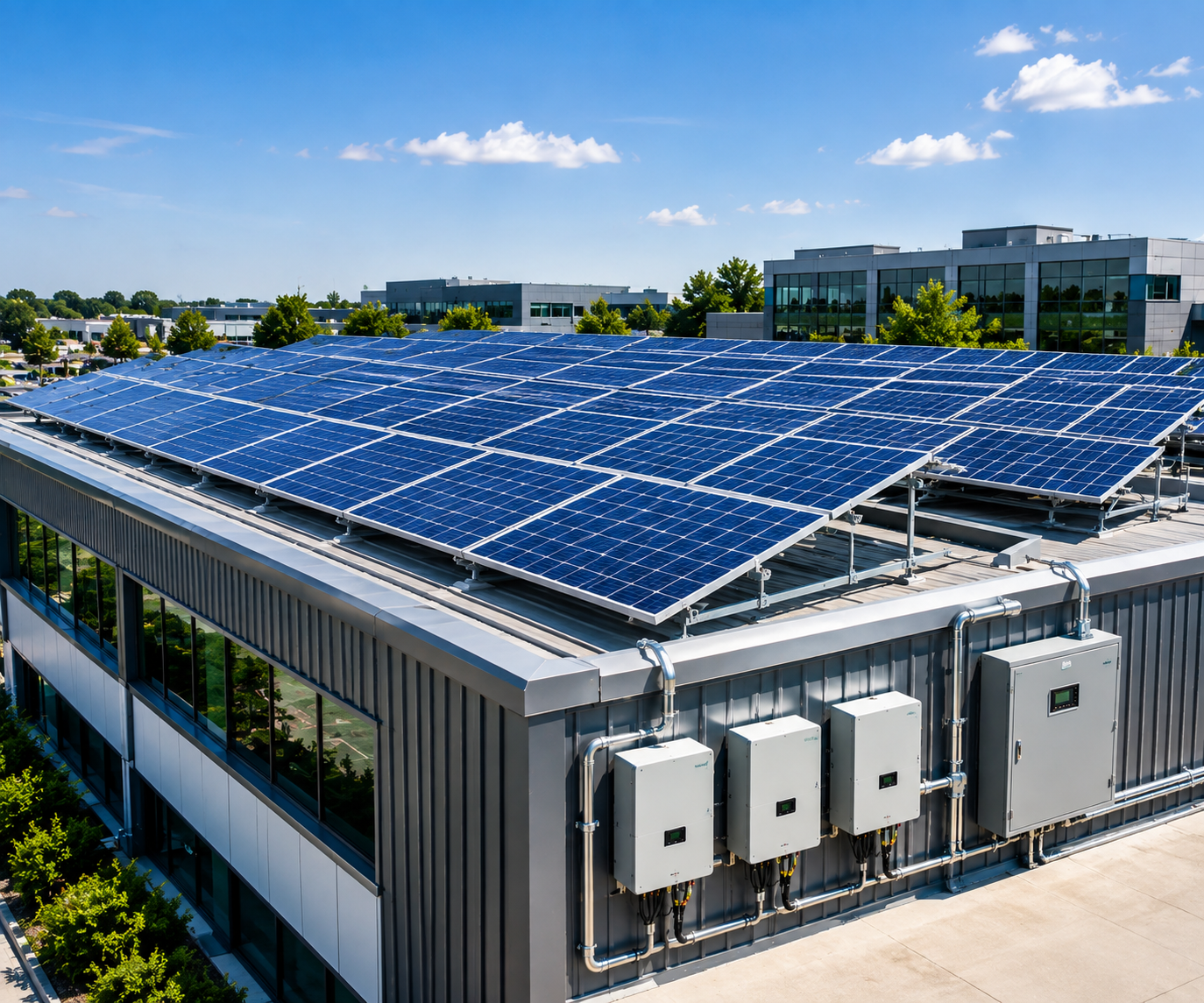 Commercial rooftop solar installation by YK Solarworks